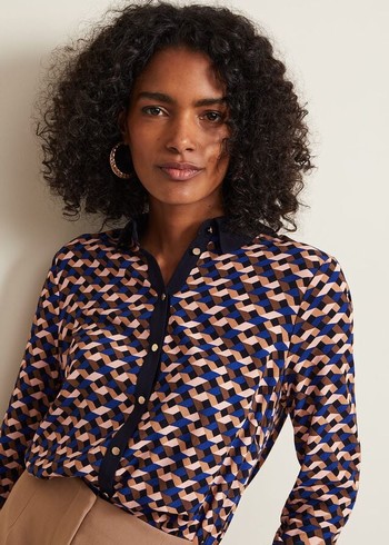 Phase Eight Talia Geo Print Shirts Multicolor Canada | TERWFJ-192